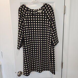 A-LINE BLACK/IVORY POLKA DOT DRESS LARGE FROM LILI WANG